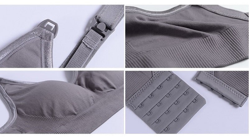 Détails : clip d'allaitement, maille sans couture, agrafes réglables